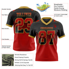 Load image into Gallery viewer, Custom Black Red-Old Gold Mesh Authentic Gradient Square Shape 7V7 Flag Football Jersey