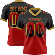 Load image into Gallery viewer, Custom Black Red-Old Gold Mesh Authentic Gradient Square Shape 7V7 Flag Football Jersey