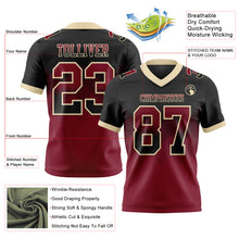 Load image into Gallery viewer, Custom Black Crimson-Cream Mesh Authentic Gradient Square Shape 7V7 Flag Football Jersey