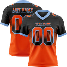 Load image into Gallery viewer, Custom Black Orange-Light Blue Mesh Authentic Gradient Square Shape 7V7 Flag Football Jersey