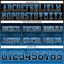 Load image into Gallery viewer, Custom Black Blue-White Mesh Authentic Gradient Square Shape 7V7 Flag Football Jersey