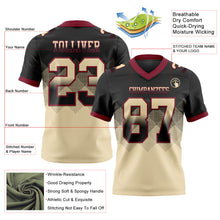 Load image into Gallery viewer, Custom Black Cream-Crimson Mesh Authentic Gradient Square Shape 7V7 Flag Football Jersey