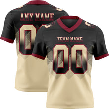 Load image into Gallery viewer, Custom Black Cream-Crimson Mesh Authentic Gradient Square Shape 7V7 Flag Football Jersey