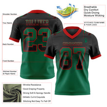 Load image into Gallery viewer, Custom Black Kelly Green-Red Mesh Authentic Gradient Square Shape 7V7 Flag Football Jersey