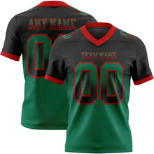 Load image into Gallery viewer, Custom Black Kelly Green-Red Mesh Authentic Gradient Square Shape 7V7 Flag Football Jersey