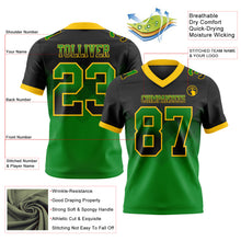 Load image into Gallery viewer, Custom Black Grass Green-Yellow Mesh Authentic Gradient Square Shape 7V7 Flag Football Jersey