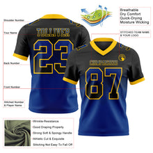 Load image into Gallery viewer, Custom Black Royal-Yellow Mesh Authentic Gradient Square Shape 7V7 Flag Football Jersey