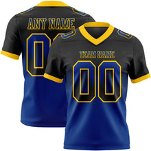 Load image into Gallery viewer, Custom Black Royal-Yellow Mesh Authentic Gradient Square Shape 7V7 Flag Football Jersey