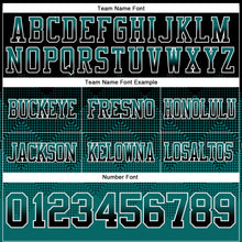 Load image into Gallery viewer, Custom Black Teal-White Mesh Authentic Gradient Square Shape 7V7 Flag Football Jersey