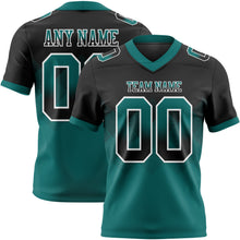 Load image into Gallery viewer, Custom Black Teal-White Mesh Authentic Gradient Square Shape 7V7 Flag Football Jersey