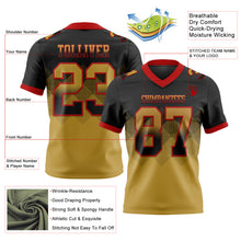 Load image into Gallery viewer, Custom Black Old Gold-Red Mesh Authentic Gradient Square Shape 7V7 Flag Football Jersey