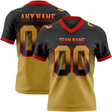 Load image into Gallery viewer, Custom Black Old Gold-Red Mesh Authentic Gradient Square Shape 7V7 Flag Football Jersey