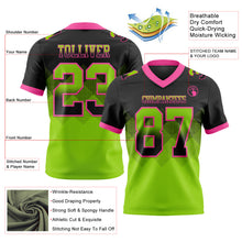 Load image into Gallery viewer, Custom Black Neon Green-Pink Mesh Authentic Gradient Square Shape 7V7 Flag Football Jersey