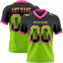 Load image into Gallery viewer, Custom Black Neon Green-Pink Mesh Authentic Gradient Square Shape 7V7 Flag Football Jersey