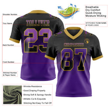 Load image into Gallery viewer, Custom Black Purple-Old Gold Mesh Authentic Gradient Square Shape 7V7 Flag Football Jersey