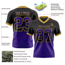 Load image into Gallery viewer, Custom Black Purple-Old Gold Mesh Authentic Gradient Square Shape 7V7 Flag Football Jersey