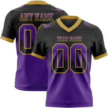 Load image into Gallery viewer, Custom Black Purple-Old Gold Mesh Authentic Gradient Square Shape 7V7 Flag Football Jersey
