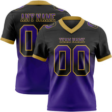 Load image into Gallery viewer, Custom Black Purple-Old Gold Mesh Authentic Gradient Square Shape 7V7 Flag Football Jersey