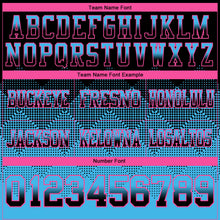 Load image into Gallery viewer, Custom Black Sky Blue-Pink Mesh Authentic Gradient Square Shape Flag Football Jersey