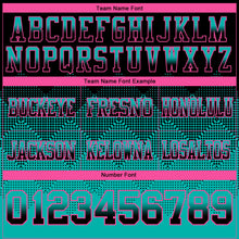 Load image into Gallery viewer, Custom Black Aqua-Pink Mesh Authentic Gradient Square Shape Flag Football Jersey