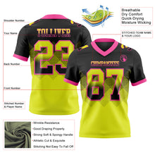 Load image into Gallery viewer, Custom Black Neon Yellow-Pink Mesh Authentic Gradient Square Shape 7V7 Flag Football Jersey