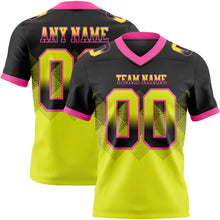 Load image into Gallery viewer, Custom Black Neon Yellow-Pink Mesh Authentic Gradient Square Shape 7V7 Flag Football Jersey