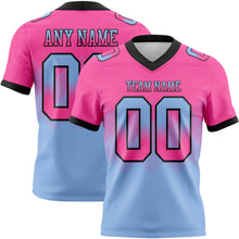 Load image into Gallery viewer, Custom Pink Light Blue-Black Mesh Authentic Gradient Square Shape Flag Football Jersey