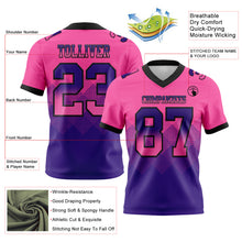 Load image into Gallery viewer, Custom Pink Purple-Black Mesh Authentic Gradient Square Shape 7V7 Flag Football Jersey