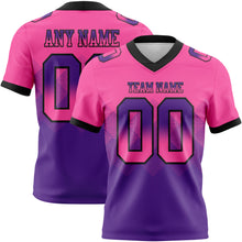 Load image into Gallery viewer, Custom Pink Purple-Black Mesh Authentic Gradient Square Shape Flag Football Jersey