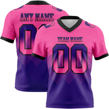 Load image into Gallery viewer, Custom Pink Purple-Black Mesh Authentic Gradient Square Shape 7V7 Flag Football Jersey