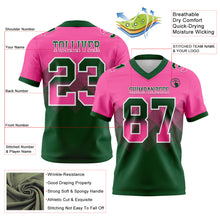 Load image into Gallery viewer, Custom Pink Green-White Mesh Authentic Gradient Square Shape Flag Football Jersey