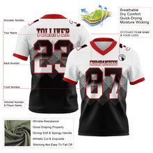 Load image into Gallery viewer, Custom White Black-Red Mesh Authentic Gradient Square Shape Flag Football Jersey
