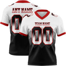 Load image into Gallery viewer, Custom White Black-Red Mesh Authentic Gradient Square Shape Flag Football Jersey