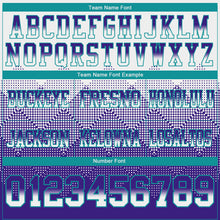 Load image into Gallery viewer, Custom White Purple-Teal Mesh Authentic Gradient Square Shape 7V7 Flag Football Jersey
