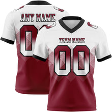 Load image into Gallery viewer, Custom White Crimson-Black Mesh Authentic Gradient Square Shape Flag Football Jersey