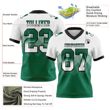 Load image into Gallery viewer, Custom White Kelly Green-Black Mesh Authentic Gradient Square Shape Flag Football Jersey