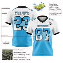 Load image into Gallery viewer, Custom White Sky Blue-Black Mesh Authentic Gradient Square Shape Flag Football Jersey