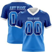 Load image into Gallery viewer, Custom Royal Powder Blue-White Mesh Authentic Gradient Square Shape Flag Football Jersey
