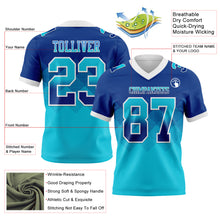 Load image into Gallery viewer, Custom Royal Lakes Blue-White Mesh Authentic Gradient Square Shape Flag Football Jersey