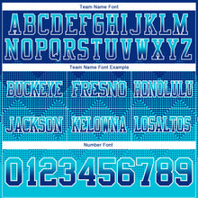 Load image into Gallery viewer, Custom Royal Lakes Blue-White Mesh Authentic Gradient Square Shape Flag Football Jersey