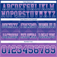 Load image into Gallery viewer, Custom Royal Medium Purple-White Mesh Authentic Gradient Square Shape Flag Football Jersey