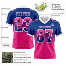 Load image into Gallery viewer, Custom Royal Hot Pink-White Mesh Authentic Gradient Square Shape Flag Football Jersey