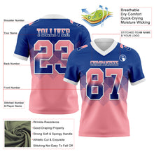 Load image into Gallery viewer, Custom Royal Medium Pink-White Mesh Authentic Gradient Square Shape Flag Football Jersey