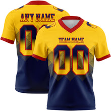 Load image into Gallery viewer, Custom Yellow Navy-Red Mesh Authentic Gradient Square Shape 7V7 Flag Football Jersey