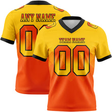 Load image into Gallery viewer, Custom Yellow Orange-Black Mesh Authentic Gradient Square Shape 7V7 Flag Football Jersey
