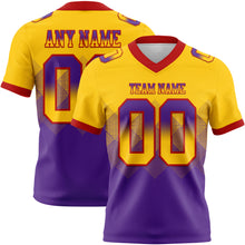 Load image into Gallery viewer, Custom Yellow Purple-Red Mesh Authentic Gradient Square Shape Flag Football Jersey