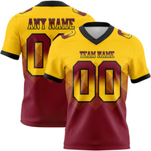 Load image into Gallery viewer, Custom Yellow Crimson-Black Mesh Authentic Gradient Square Shape Flag Football Jersey