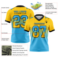 Load image into Gallery viewer, Custom Yellow Sky Blue-Black Mesh Authentic Gradient Square Shape 7V7 Flag Football Jersey