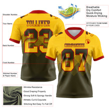 Load image into Gallery viewer, Custom Yellow Olive-Red Mesh Authentic Gradient Square Shape Flag Football Jersey