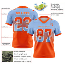 Load image into Gallery viewer, Custom Light Blue Orange-White Mesh Authentic Gradient Square Shape Flag Football Jersey